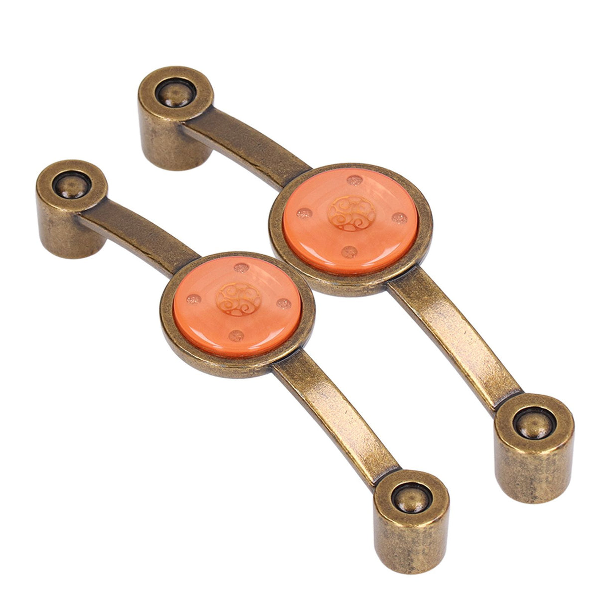 2 Pcs Zinc Alloy Antique Copper Handle European Modern Pastoral Color Acrylic Handle for Cabinet DrawerOrange