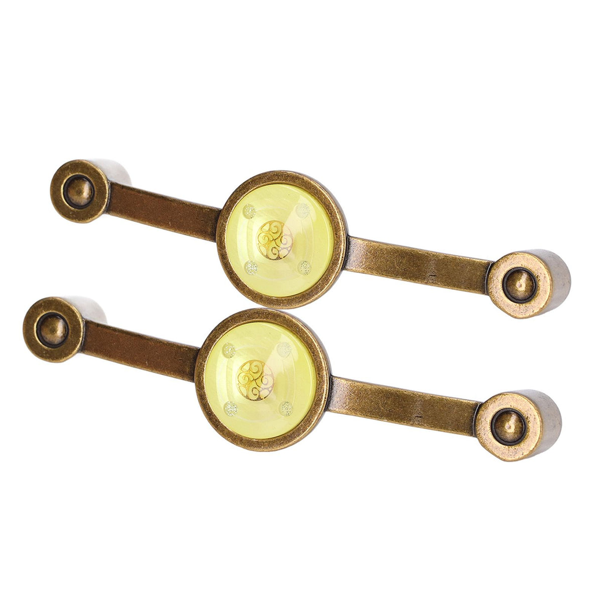 2 Pcs Zinc Alloy Antique Copper Handle European Modern Pastoral Color Acrylic Handle for Cabinet DrawerYellow
