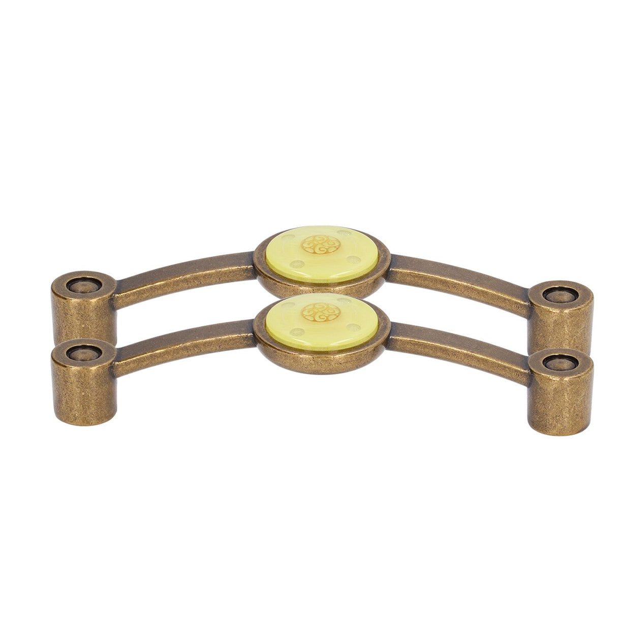 2 Pcs Zinc Alloy Antique Copper Handle European Modern Pastoral Color Acrylic Handle for Cabinet DrawerYellow