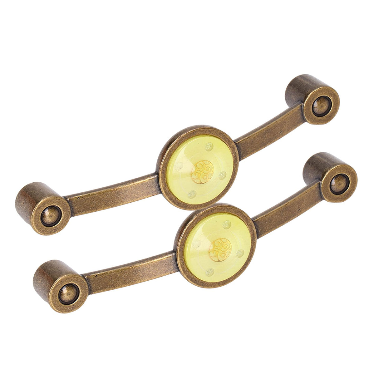 2 Pcs Zinc Alloy Antique Copper Handle European Modern Pastoral Color Acrylic Handle for Cabinet DrawerYellow