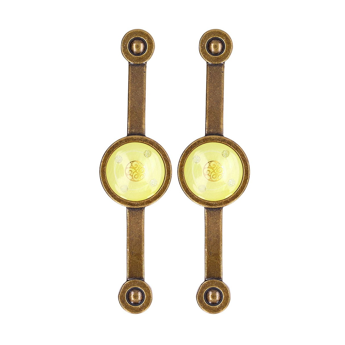 2 Pcs Zinc Alloy Antique Copper Handle European Modern Pastoral Color Acrylic Handle for Cabinet DrawerYellow