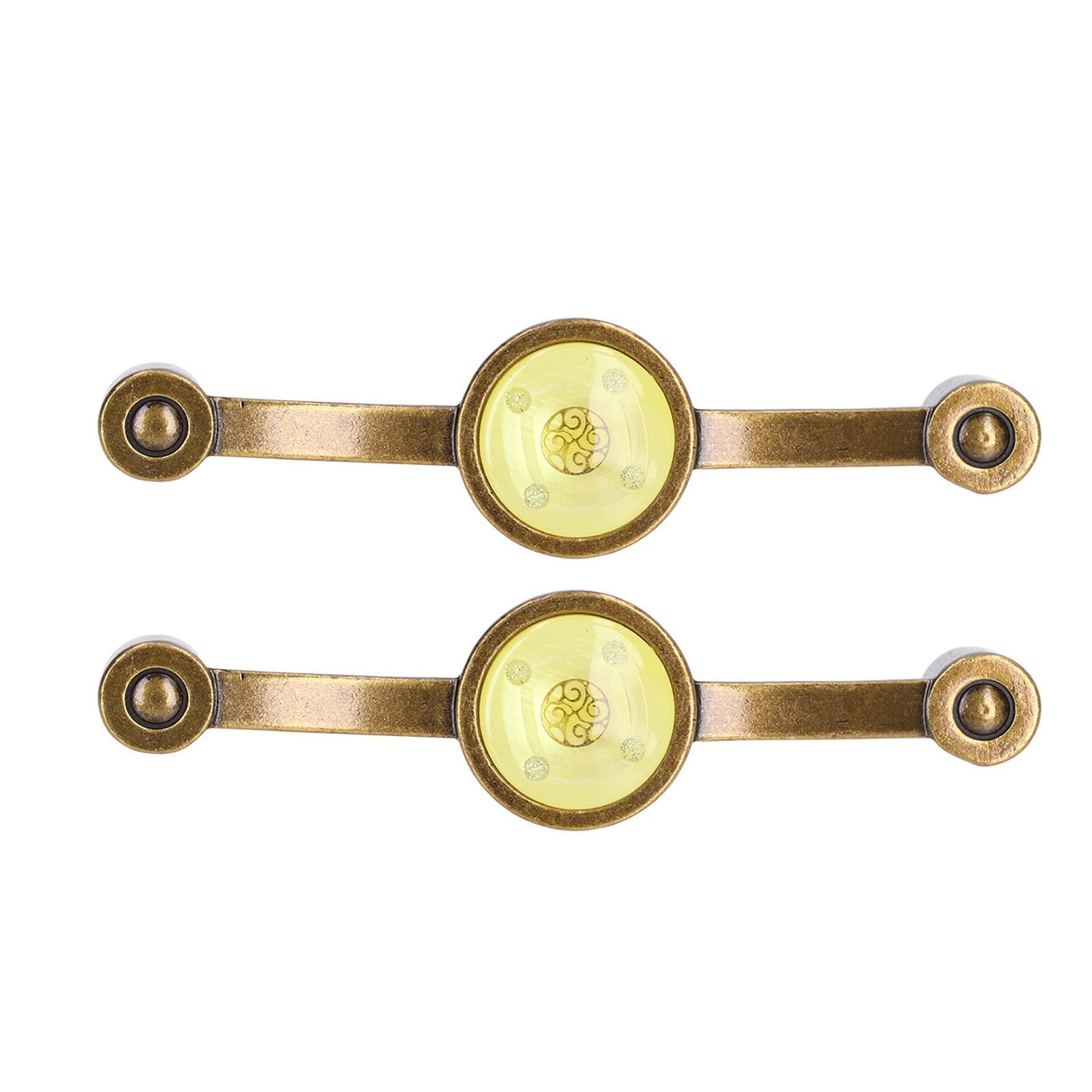 2 Pcs Zinc Alloy Antique Copper Handle European Modern Pastoral Color Acrylic Handle for Cabinet DrawerYellow