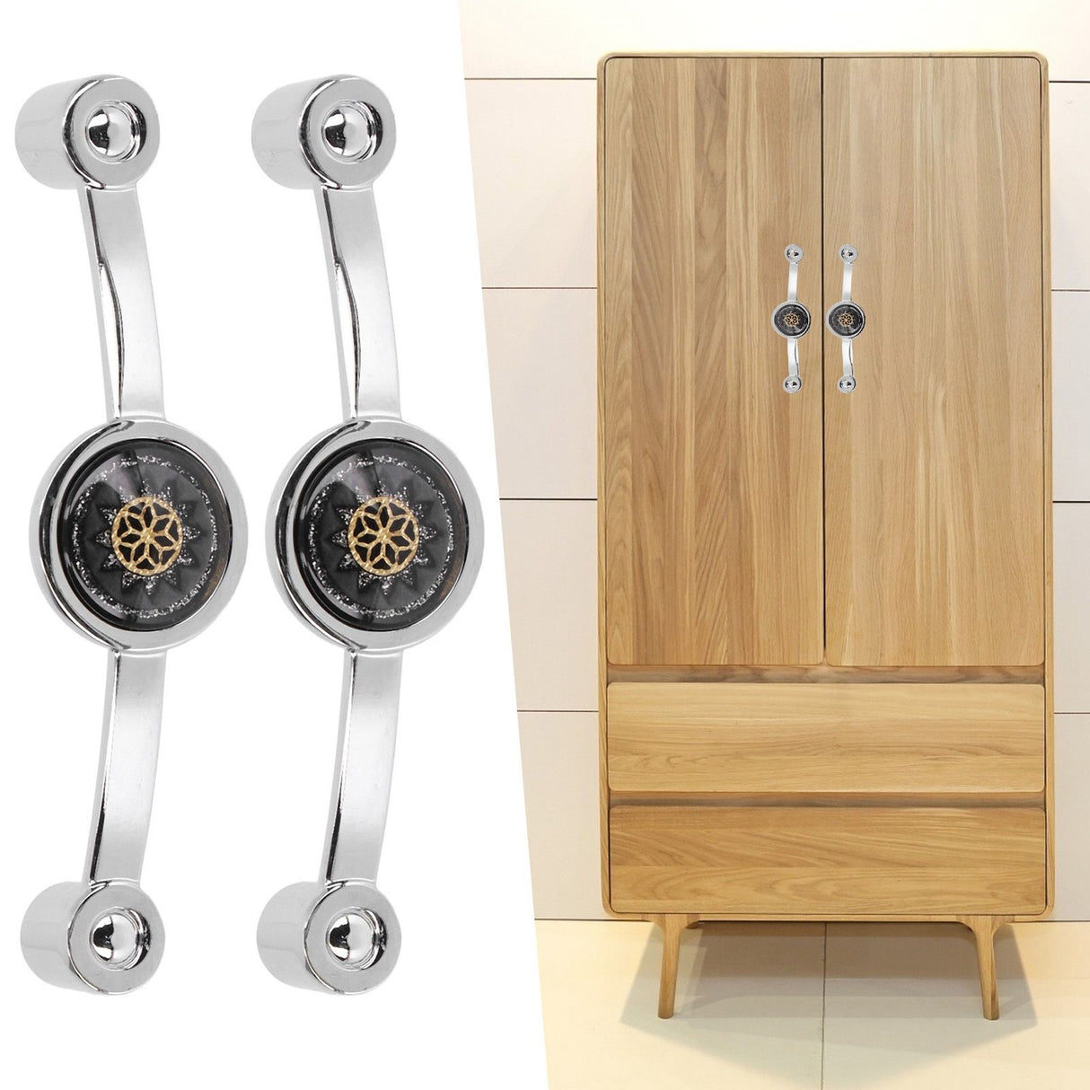 2PCS Door Handle Zinc Alloy Modern Wardrobe Cabinet Drawer Pull Handle for Home FurnitureBlack