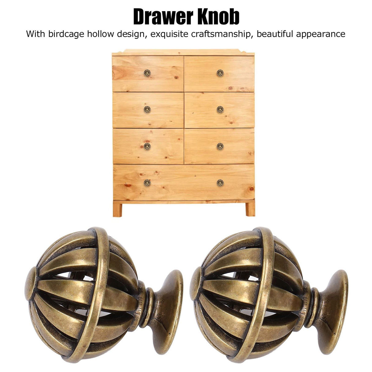 2Set Cabinet Knob Birdcage Hollow Closet Drawer Knob Zinc Alloy Wardrobe Knob for Home Decoration366 Birdcage Bronze