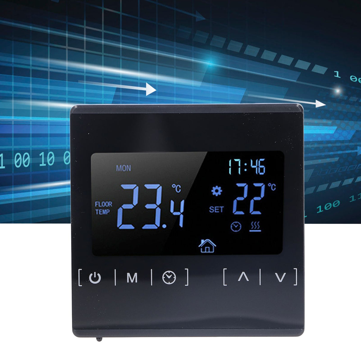 Touch Screen Thermostat Dual Temperature Control 16A Electric Floor Heating Thermoregulator AC85V‑240V