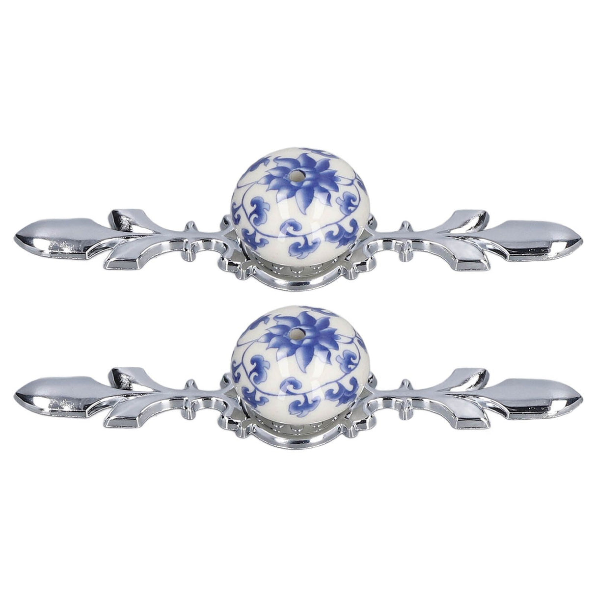 2pcs/set Ceramic Cabinet Handle Modern Simple Style Hand Painted Ceramic Cabinet Knobs1060D Rich Flower Blue and White Porcelain