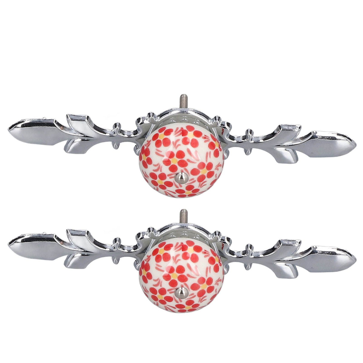 2pcs/set Ceramic Cabinet Handle Modern Simple Style Hand Painted Ceramic Cabinet Knobs1060D Red Flower Blue and White Porcelain