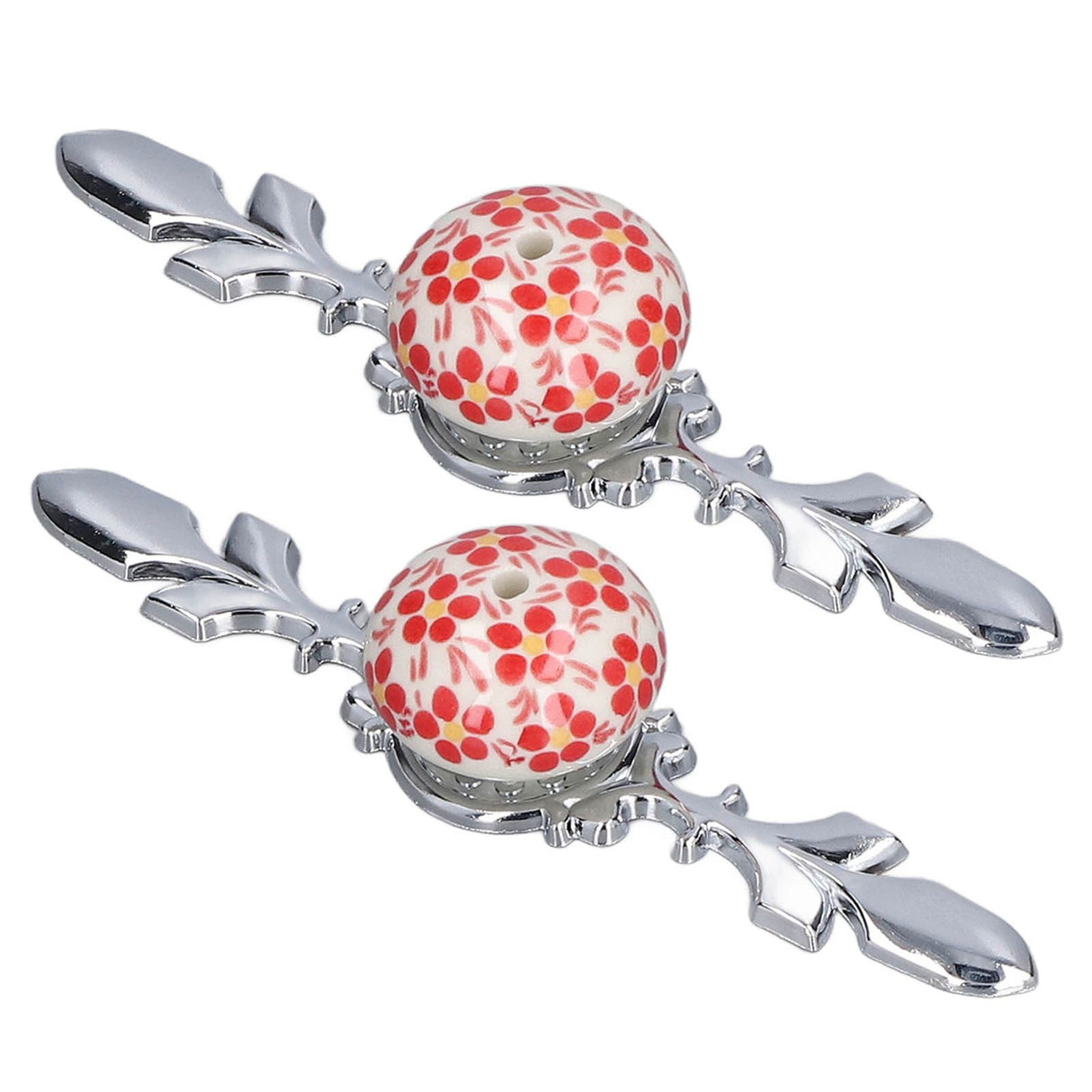 2pcs/set Ceramic Cabinet Handle Modern Simple Style Hand Painted Ceramic Cabinet Knobs1060D Red Flower Blue and White Porcelain