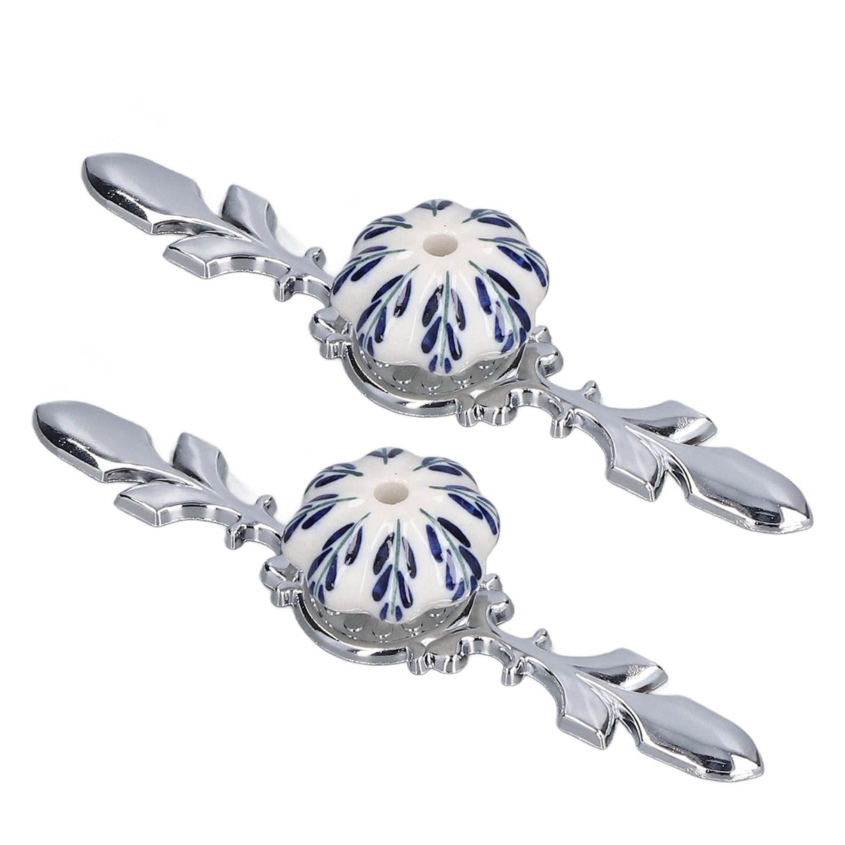 2pcs/set Ceramic Cabinet Handle Modern Simple Style Hand Painted Ceramic Cabinet Knobs1061D Pachira Macrocarpa Blue and White Porcelain