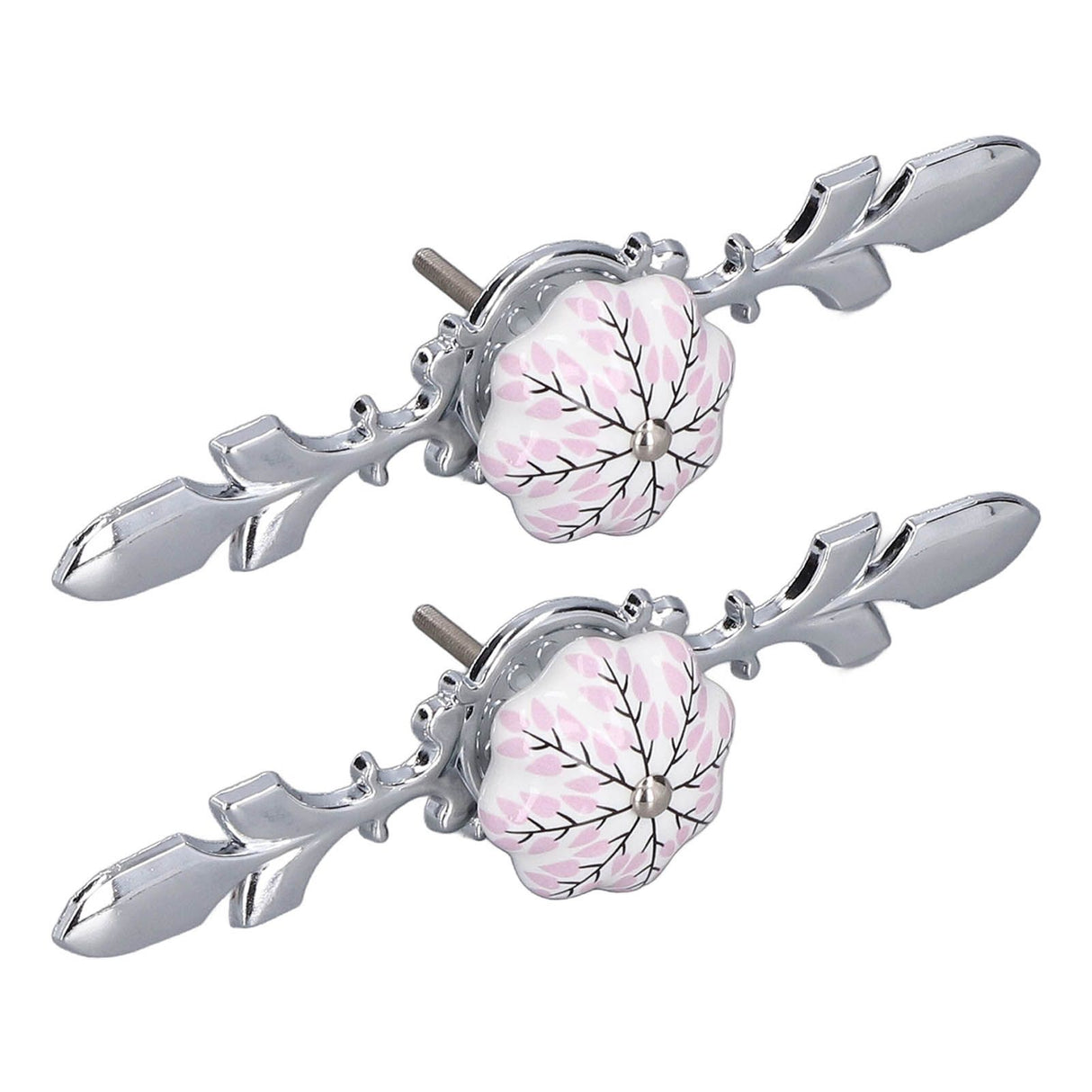 2pcs/set Ceramic Cabinet Handle Modern Simple Style Hand Painted Ceramic Cabinet Knobs1061D Flower Pattern