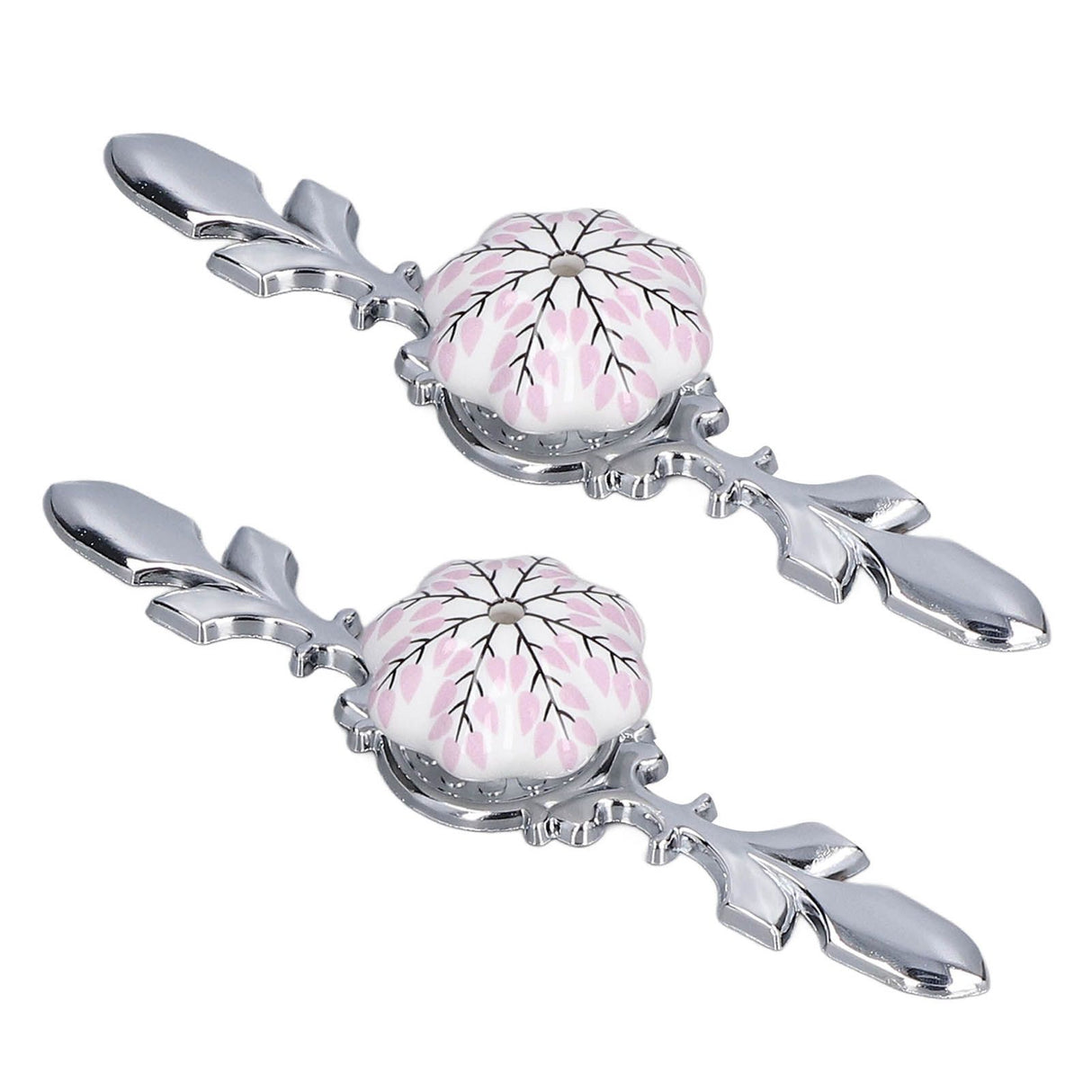 2pcs/set Ceramic Cabinet Handle Modern Simple Style Hand Painted Ceramic Cabinet Knobs1061D Flower Pattern