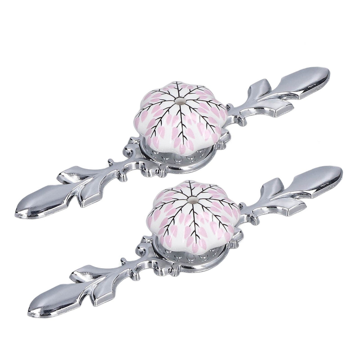 2pcs/set Ceramic Cabinet Handle Modern Simple Style Hand Painted Ceramic Cabinet Knobs1061D Flower Pattern