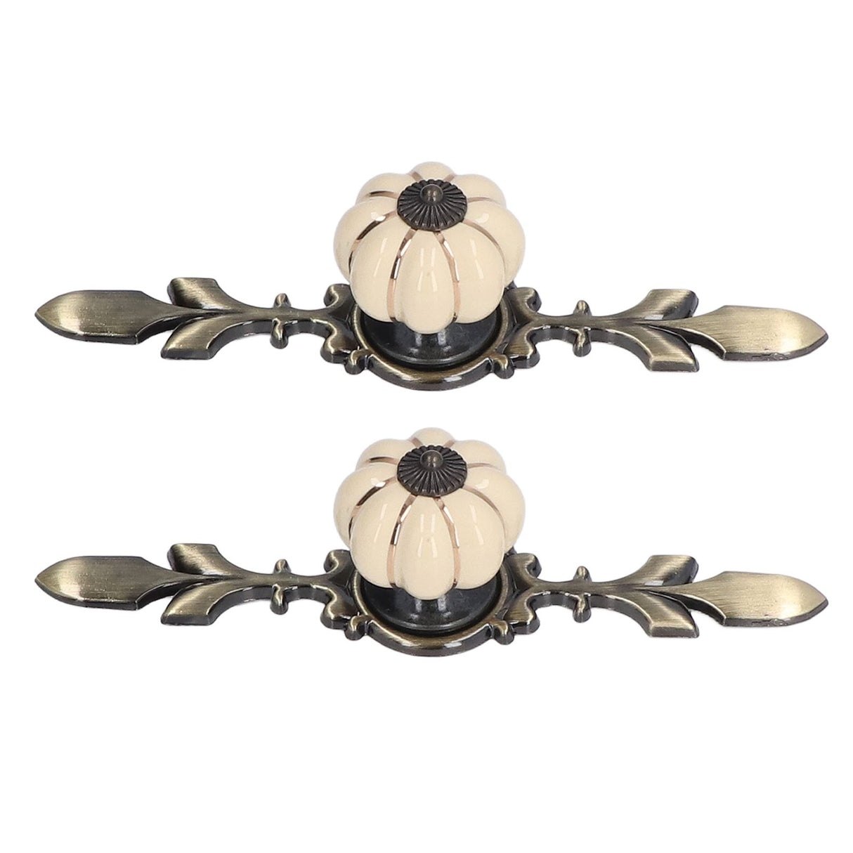 2pcs/set Hand Painted Pumpkin Drawer Knobs Chinese Pastoral Style Ceramic Cabinet HandleWhite