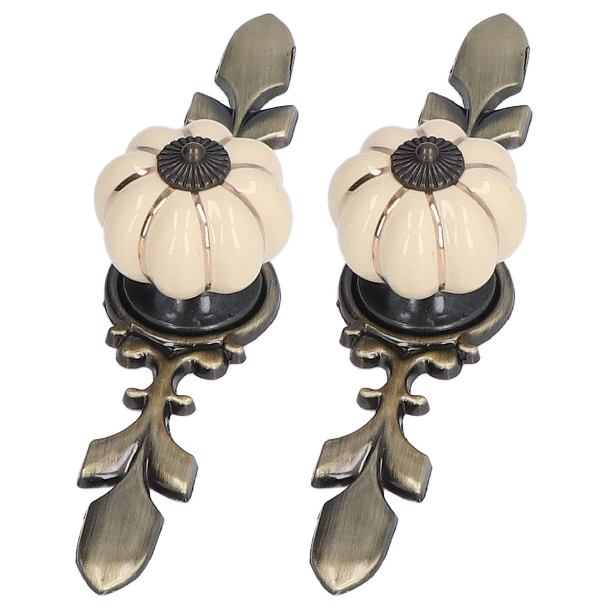 2pcs/set Hand Painted Pumpkin Drawer Knobs Chinese Pastoral Style Ceramic Cabinet HandleWhite