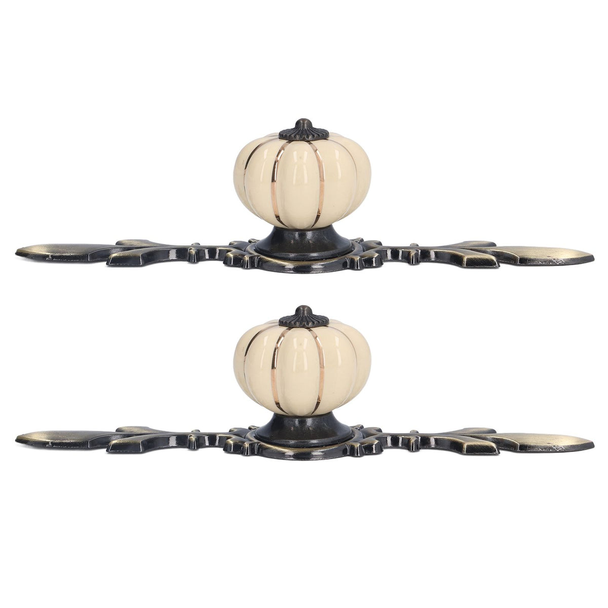 2pcs/set Hand Painted Pumpkin Drawer Knobs Chinese Pastoral Style Ceramic Cabinet HandleWhite