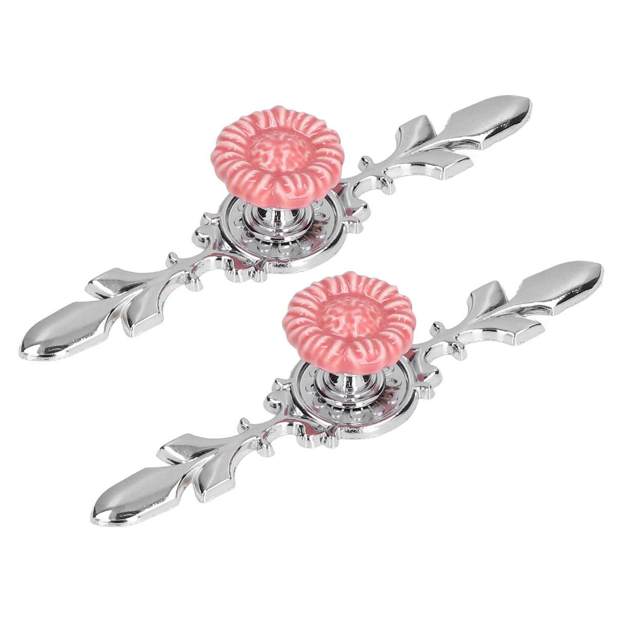 2 Set Drawer Knobs Pull Handles Ceramics Cabinet Decorative Knobs with Plate for Kitchen Bathroom Office Decoration1088D Sunflower