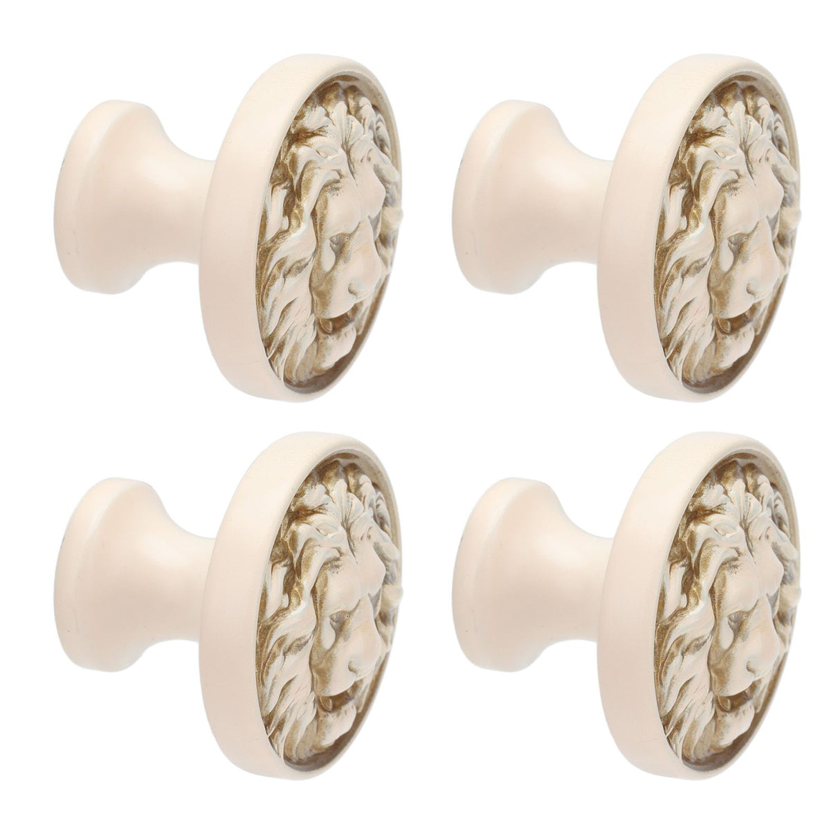 4Set Lion Head Zinc Alloy Cabinet Door Handle Modern Antique Cartoon Solid Drawer Pull Circular Single Hole Buckle Hand399 Lion Head Ivory