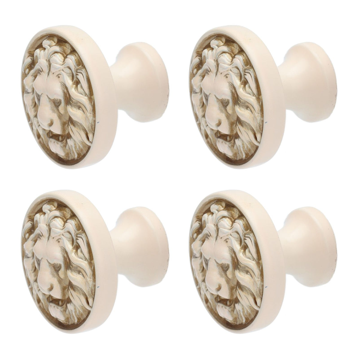 4Set Lion Head Zinc Alloy Cabinet Door Handle Modern Antique Cartoon Solid Drawer Pull Circular Single Hole Buckle Hand399 Lion Head Ivory