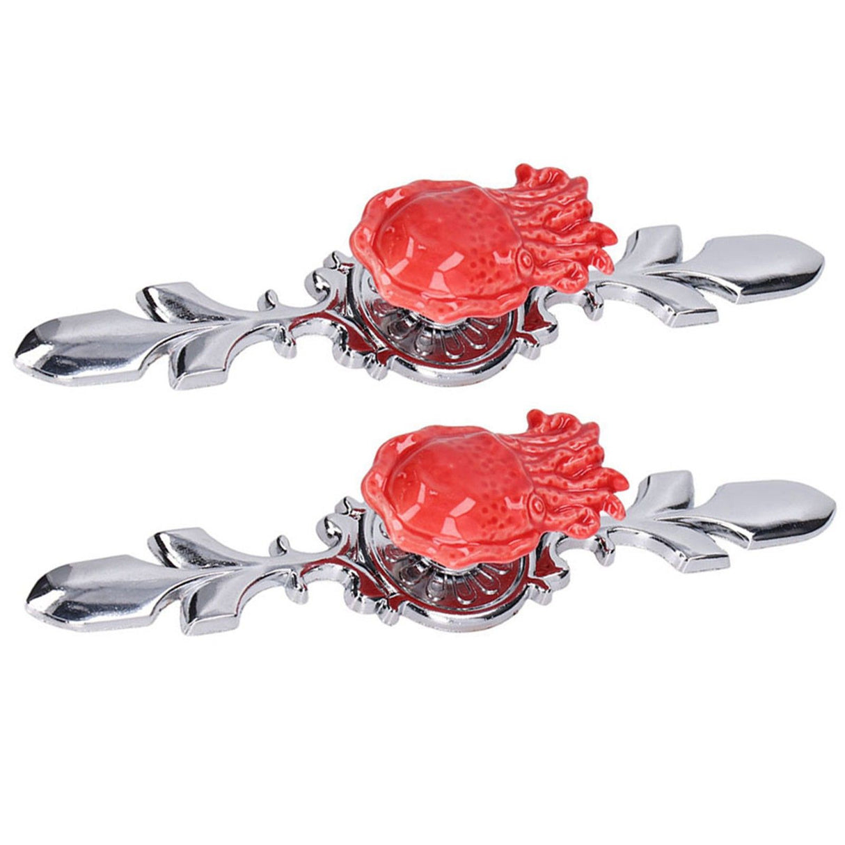 2Set Drawer Pull Knob Zinc Alloy Cabinet Wardrobe Closet Knob for Kitchen Furniture Decoration1077D Red Octopus