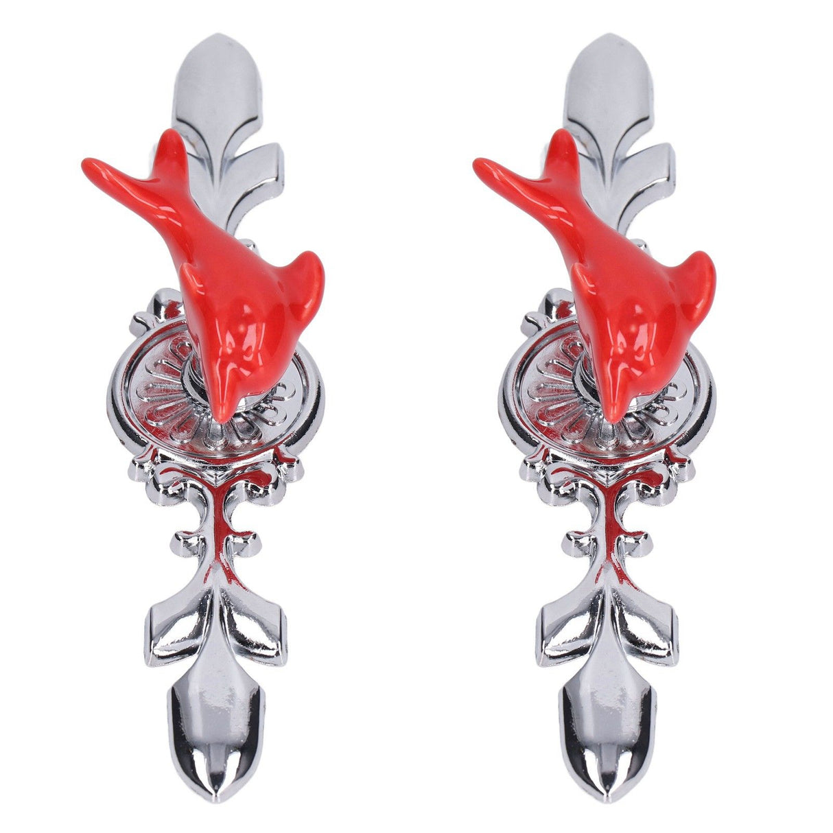 2Set Drawer Pull Knob Zinc Alloy Cabinet Wardrobe Closet Knob for Kitchen Furniture Decoration1077D Red Dolphin