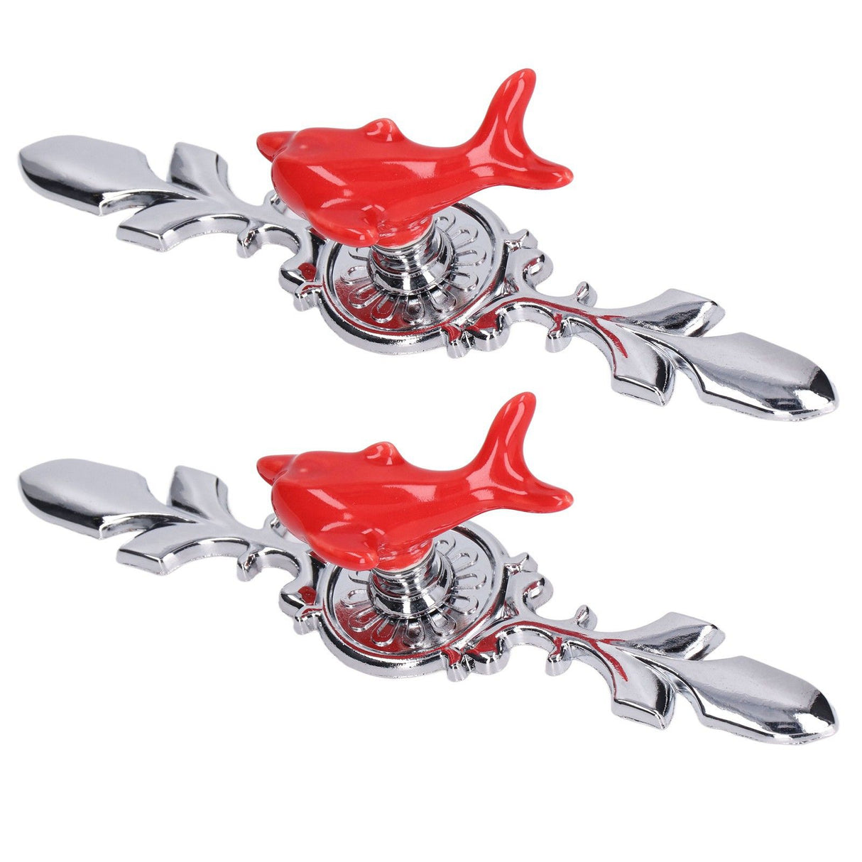 2Set Drawer Pull Knob Zinc Alloy Cabinet Wardrobe Closet Knob for Kitchen Furniture Decoration1077D Red Dolphin