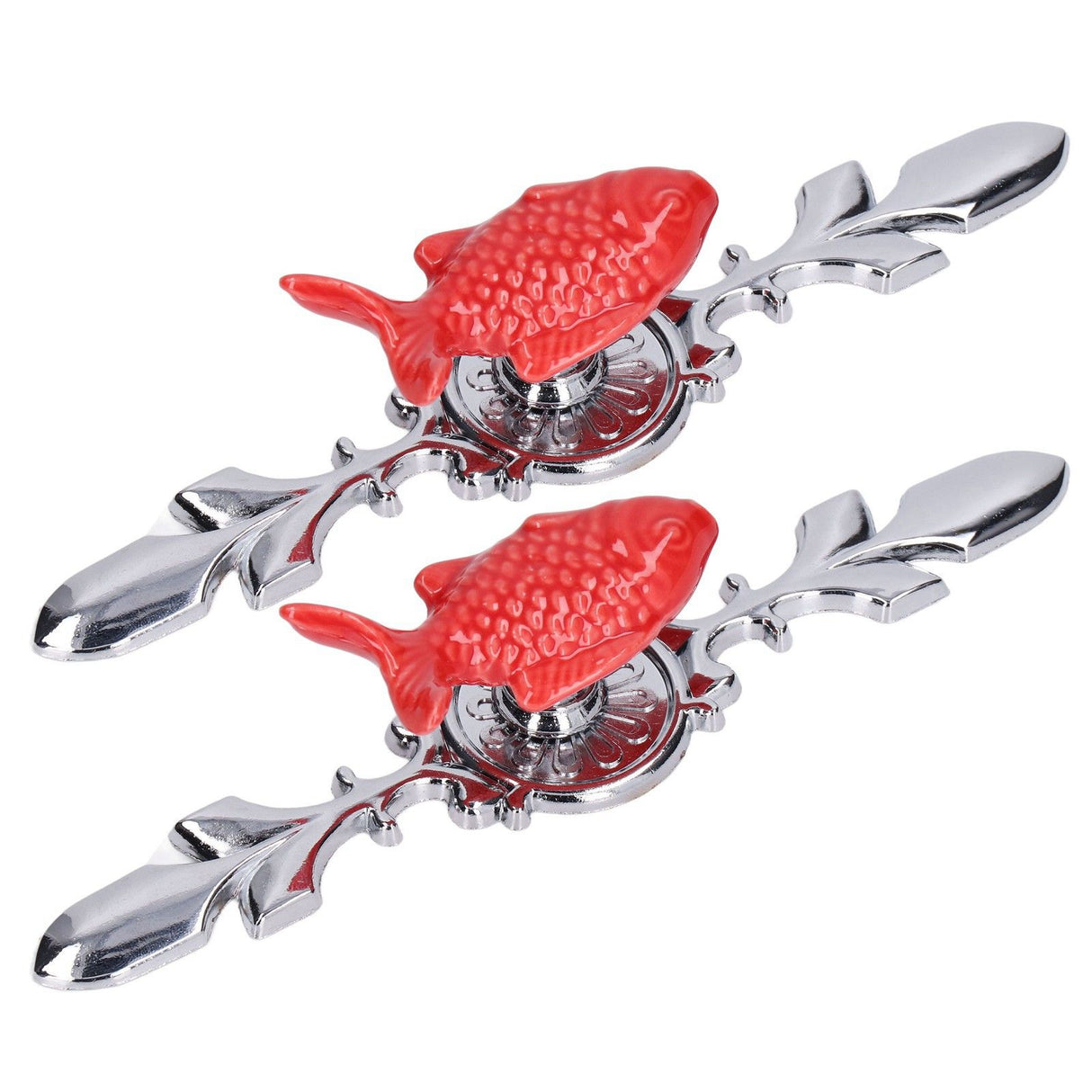 2Set Drawer Pull Knob Zinc Alloy Cabinet Wardrobe Closet Knob for Kitchen Furniture Decoration1077D Red Grass Carp
