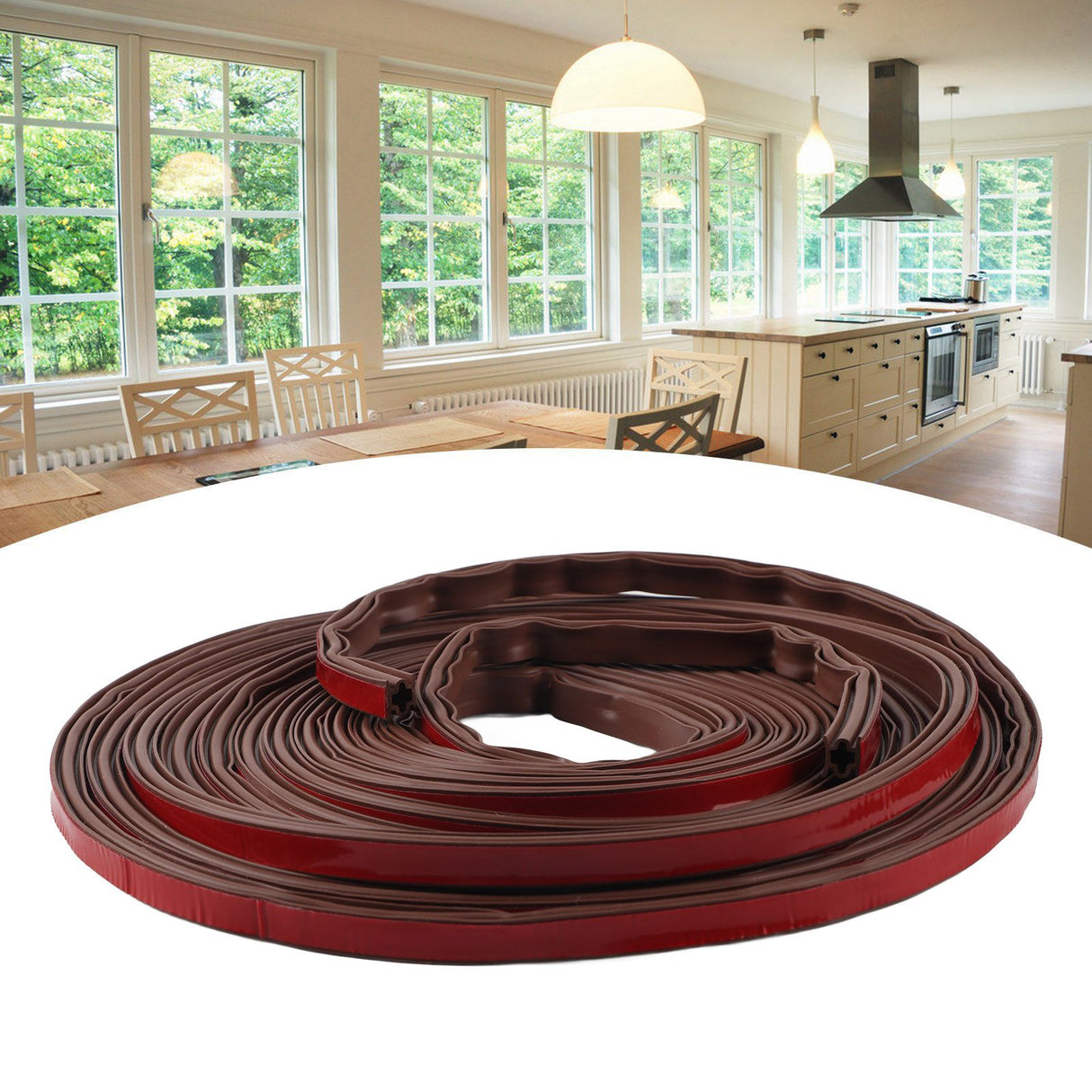 6m Door Sealing Strip Silicone Rubber Self Adhesive Weather Strip Brown Window Sealing Strip for HomeHeight 8mm / 0.3in