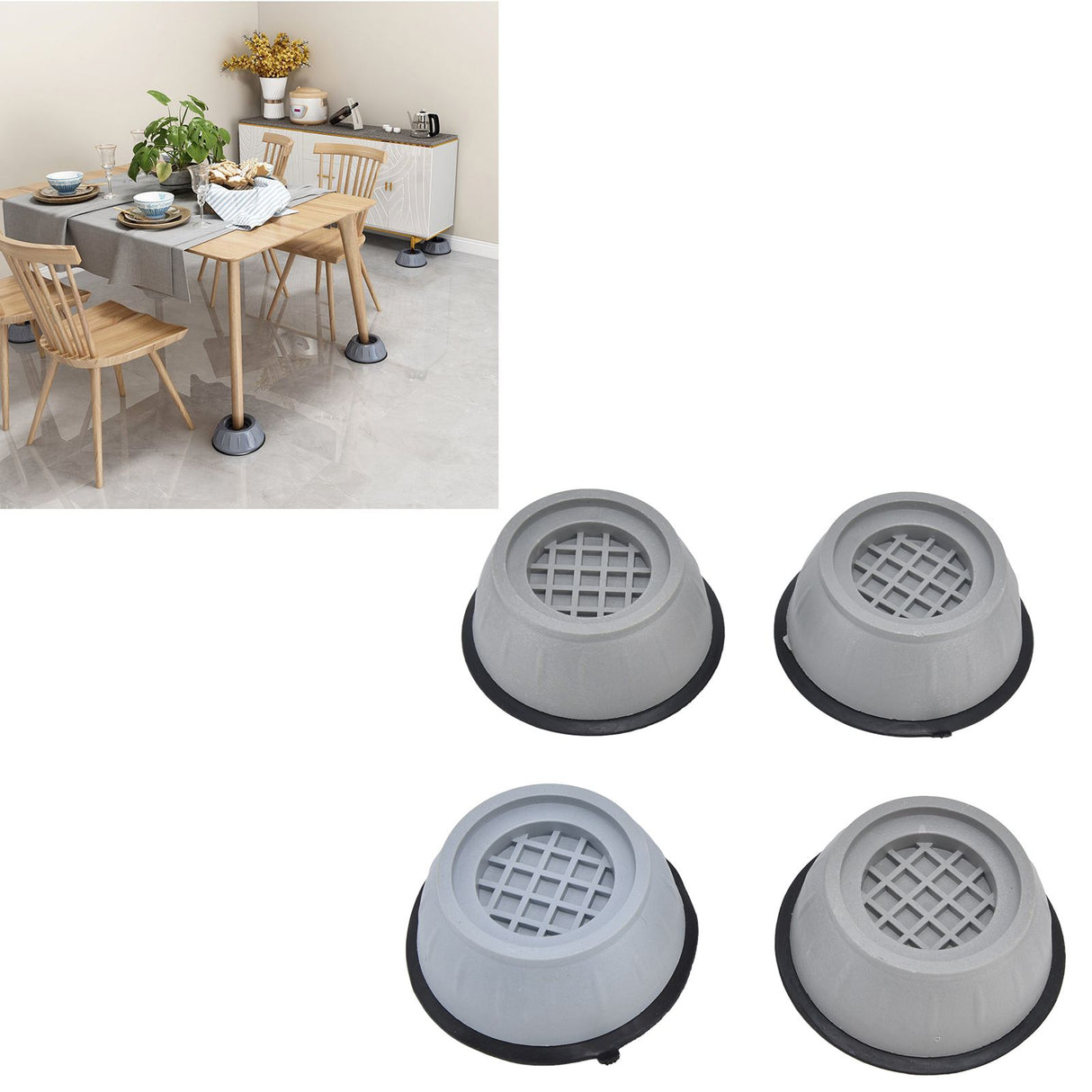 4pcs Washing Machine Pad Shockproof Noise Cancelling Prevent Slip Washer Foot Cushion for Refrigerator Dryer9cm Diameter