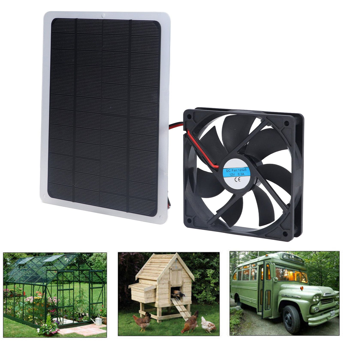Solar Fan 10W 12V Effective Deodorization Energy Saving Portable USB Solar Exhaust Fan for Pet Houses RV Greenhouses