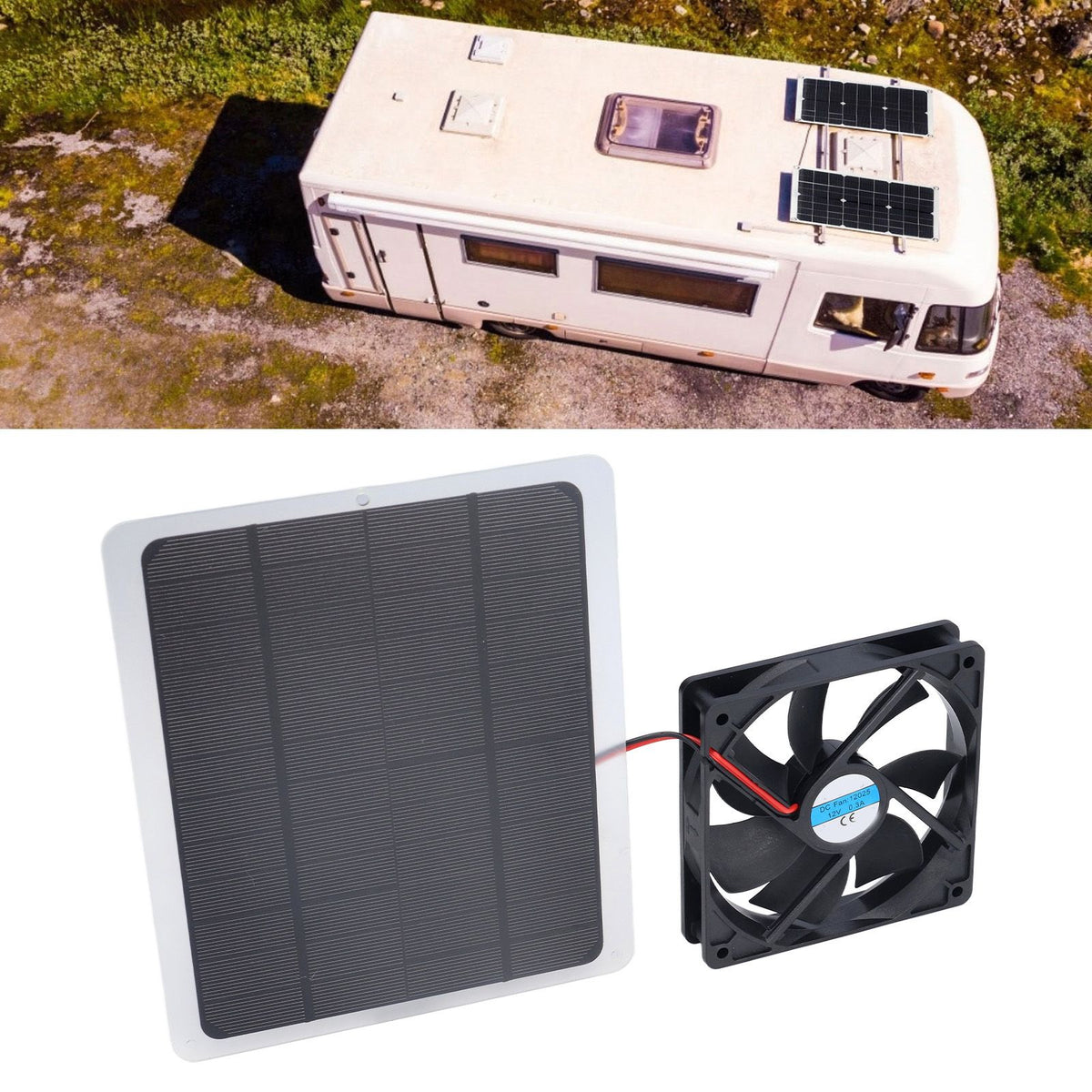 Solar Fan 10W 12V Effective Deodorization Energy Saving Portable USB Solar Exhaust Fan for Pet Houses RV Greenhouses