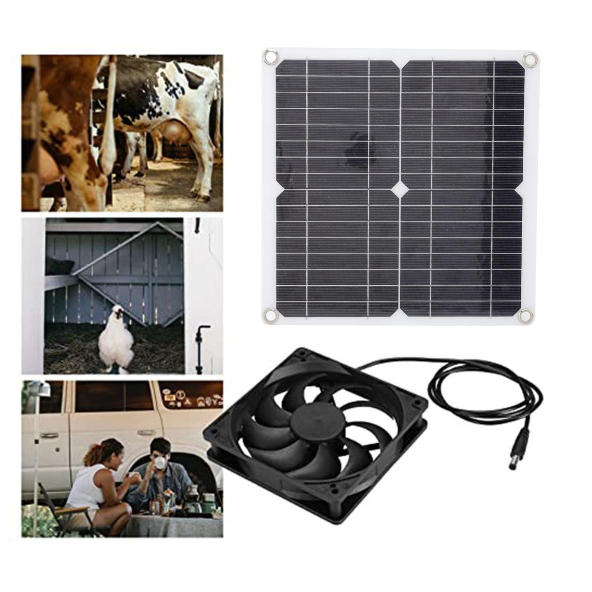 Solar Panel Fan Lightweight Portable Solar Powered Fan Kit for Cars RVs Travel Home 12W