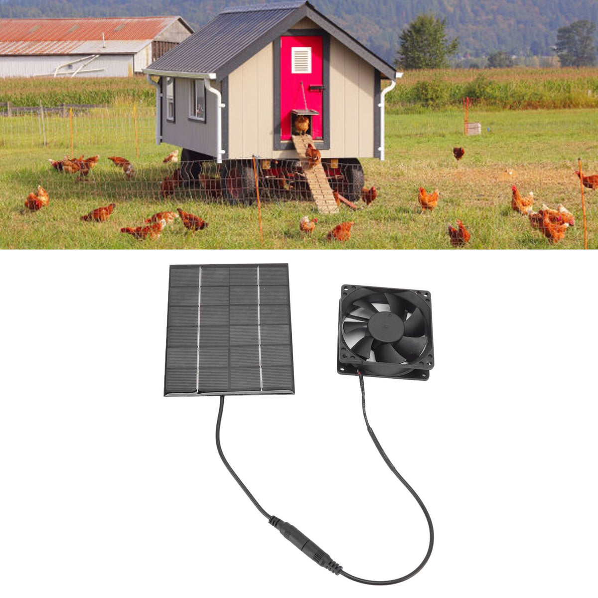 Solar Panel Fan Exhaust Air Ventilation Heat Dissipation Tool for Greenhouse Shed
