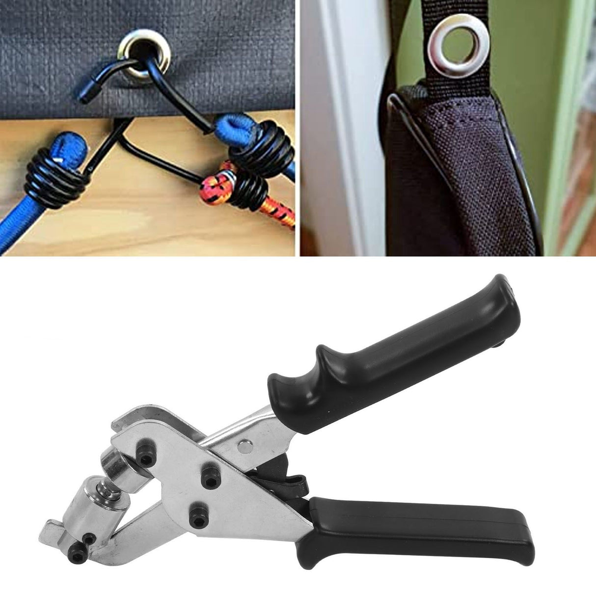 Punch Plier Belt Leather Manual Portable Hole Puncher Kit with Eyelet Buckles for Tent Awning