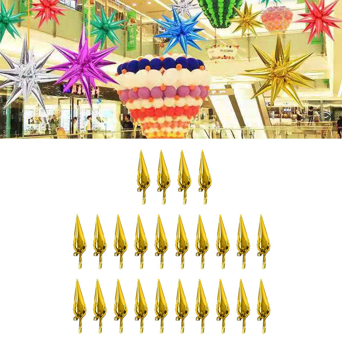 24Pcs Aluminum Foil Balloons Set Explosion Star Balloons for Wedding Celebration Holiday Party Arrangement Decoration