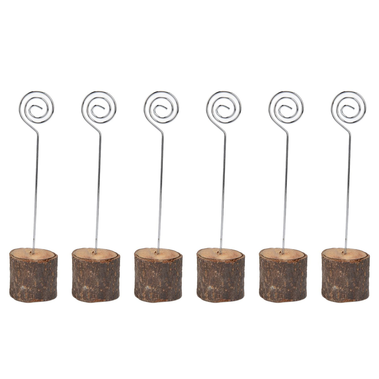 20Pcs Premium Wood Place Card Holders with Swirl Wire Name Cards Photo Holders for Wedding Birthday Festival