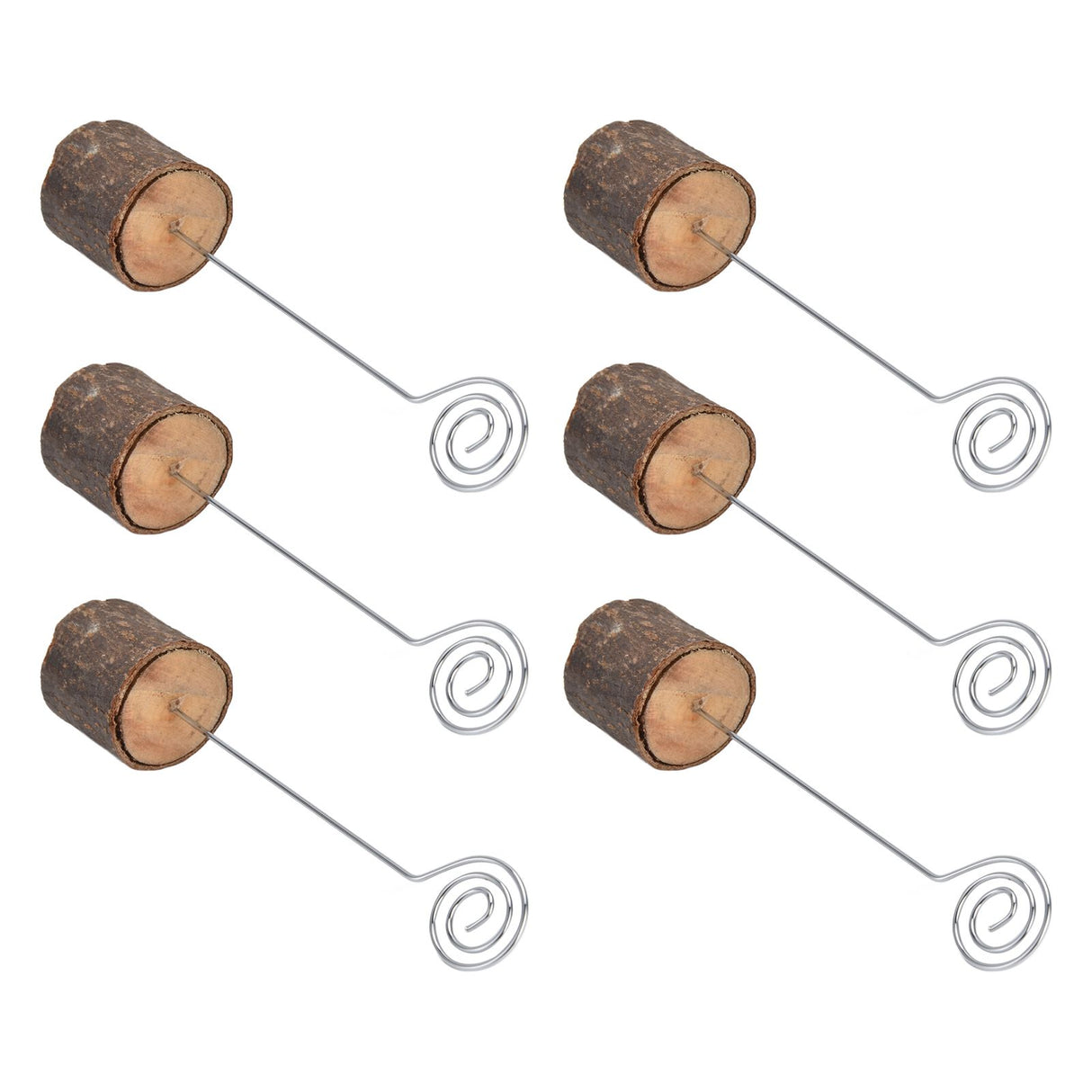 20Pcs Premium Wood Place Card Holders with Swirl Wire Name Cards Photo Holders for Wedding Birthday Festival