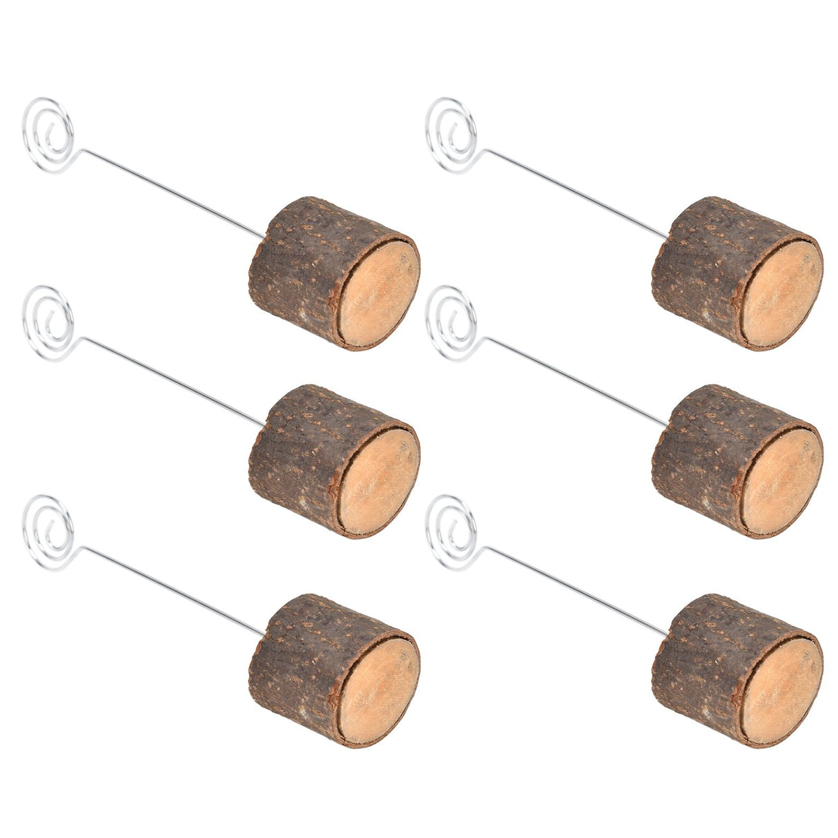 20Pcs Premium Wood Place Card Holders with Swirl Wire Name Cards Photo Holders for Wedding Birthday Festival