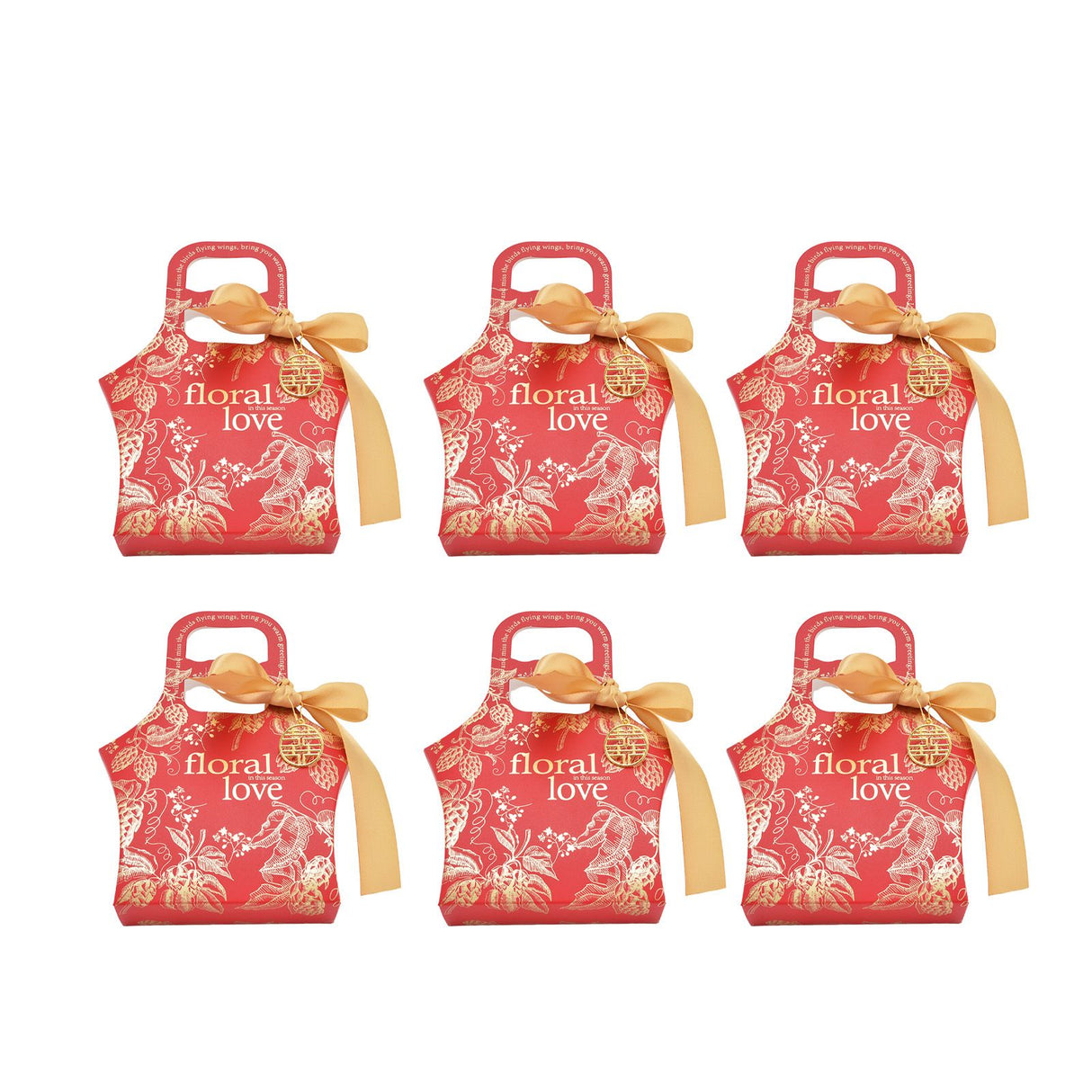 50Set Innovative Candy Box Paper Candy Bags with Ribbons for Christmas Parties Birthdays WeddingsRetro Carmine with Gold Ribbon