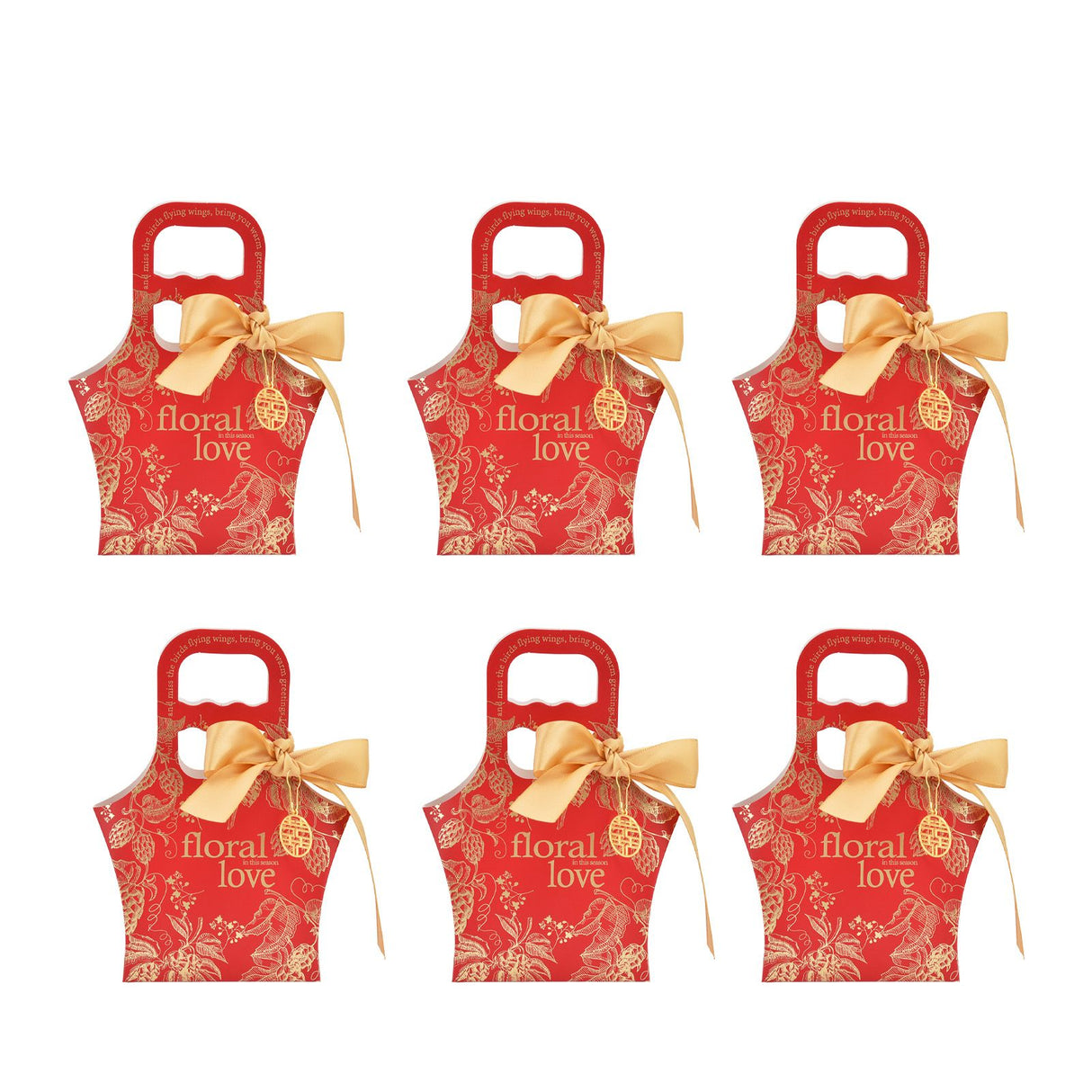 50Set Innovative Candy Box Paper Candy Bags with Ribbons for Christmas Parties Birthdays WeddingsRetro Carmine with Gold Ribbon