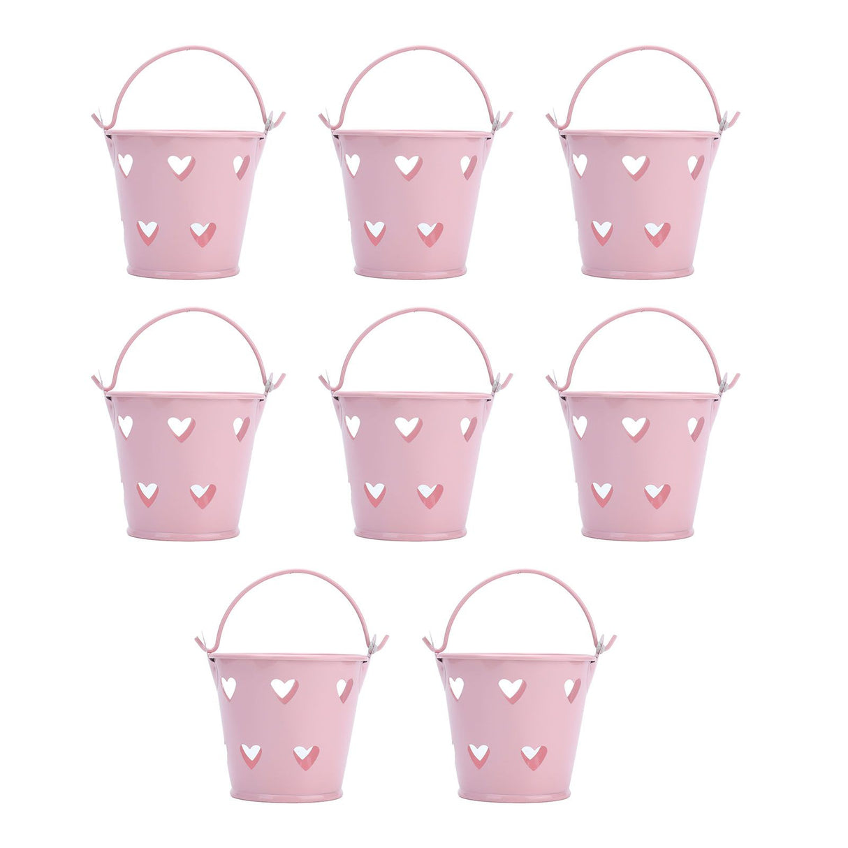12pcs Mini Metal Bucket Hollow Heart Shaped Bucket with Handle for Candies Outdoor Flower Cosmetics