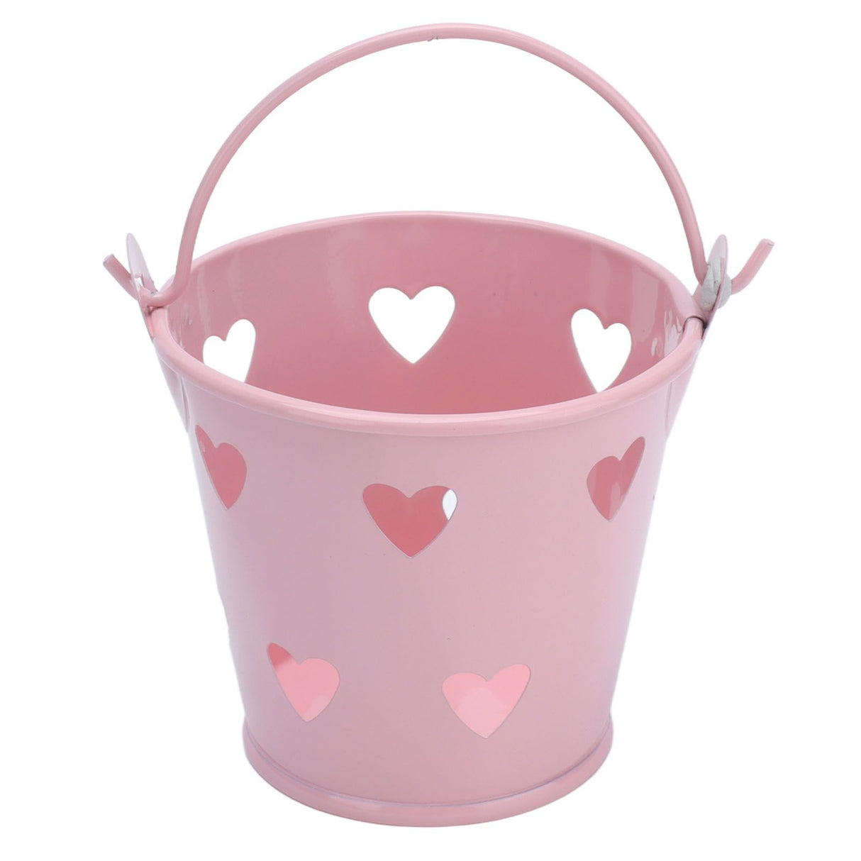 12pcs Mini Metal Bucket Hollow Heart Shaped Bucket with Handle for Candies Outdoor Flower Cosmetics