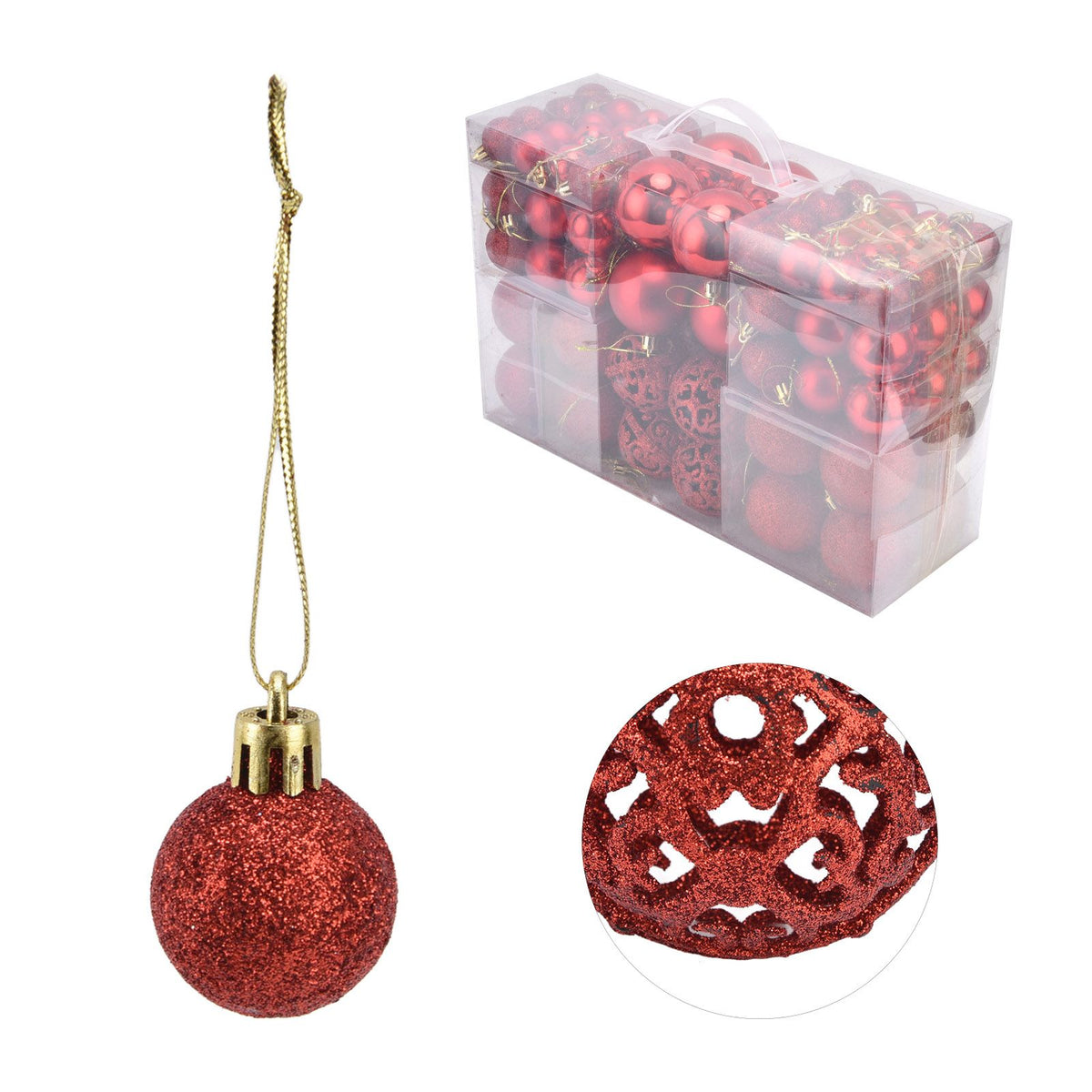 100pcs Christmas Ball Ornaments Shatterproof Hanging Balls for Christmas Tree Party DecorationRed