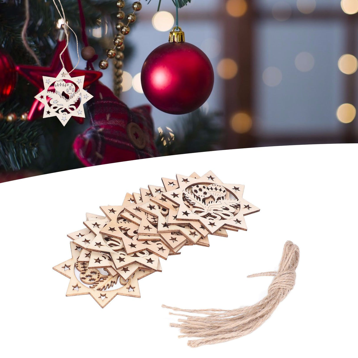 Wooden Hanging Ornaments Hollow DIY Christmas Tree Decorative Pendants Home Decoration AccessoriesJM00207
