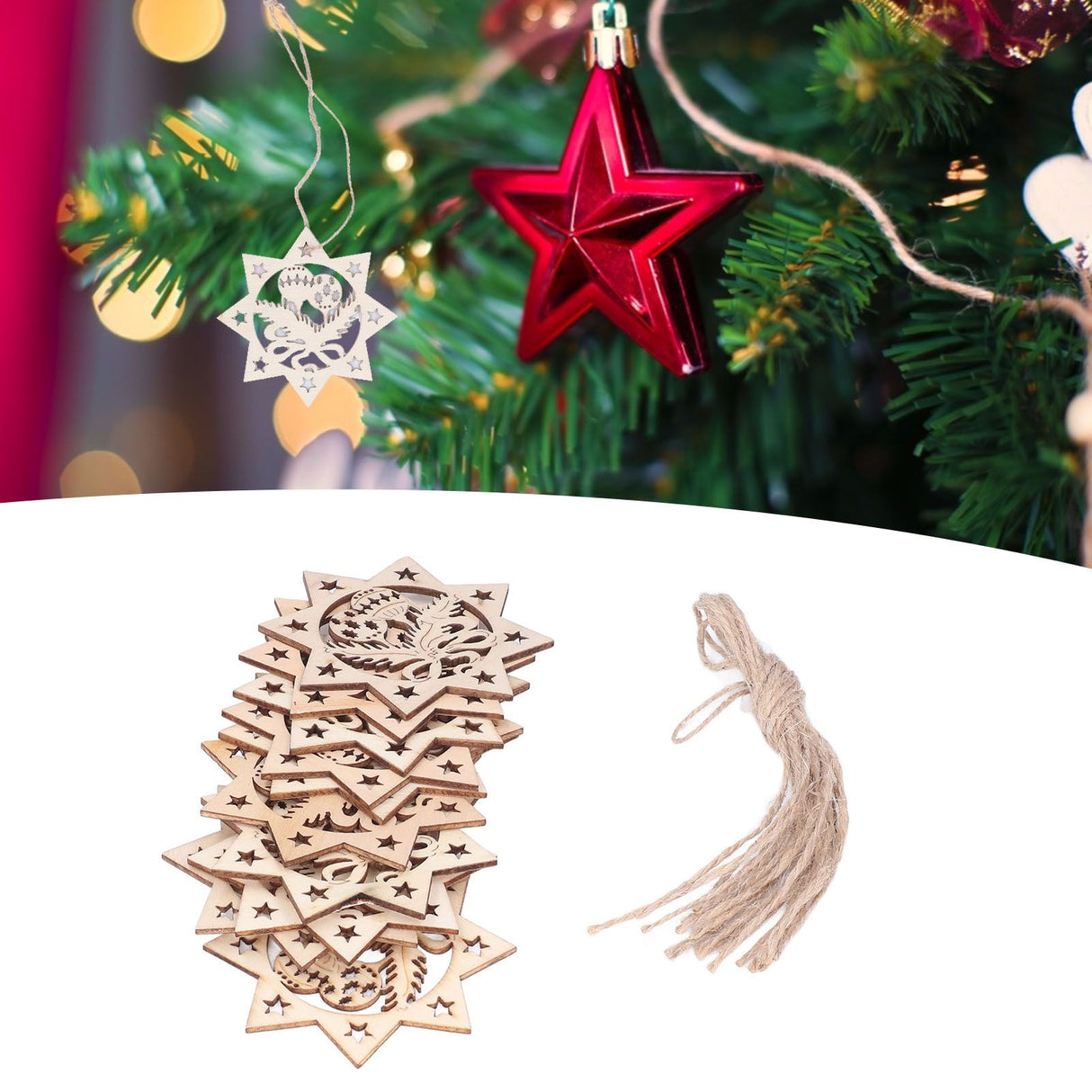 Wooden Hanging Ornaments Hollow DIY Christmas Tree Decorative Pendants Home Decoration AccessoriesJM00207