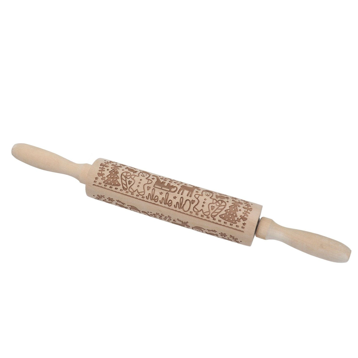 Rolling Pin Wooden Christmas Print Dough Roller Kitchen Tool for Pastries Pizza Biscuits Baking