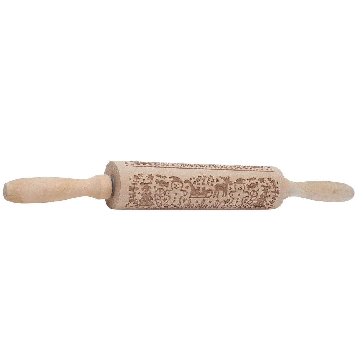 Rolling Pin Wooden Christmas Print Dough Roller Kitchen Tool for Pastries Pizza Biscuits Baking
