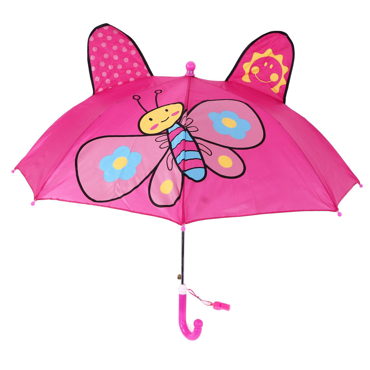 Kid Umbrella Lovely Cartoon Animal Easy Operation Light Weight Girls Umbrella for Raining Clear DayRose Red