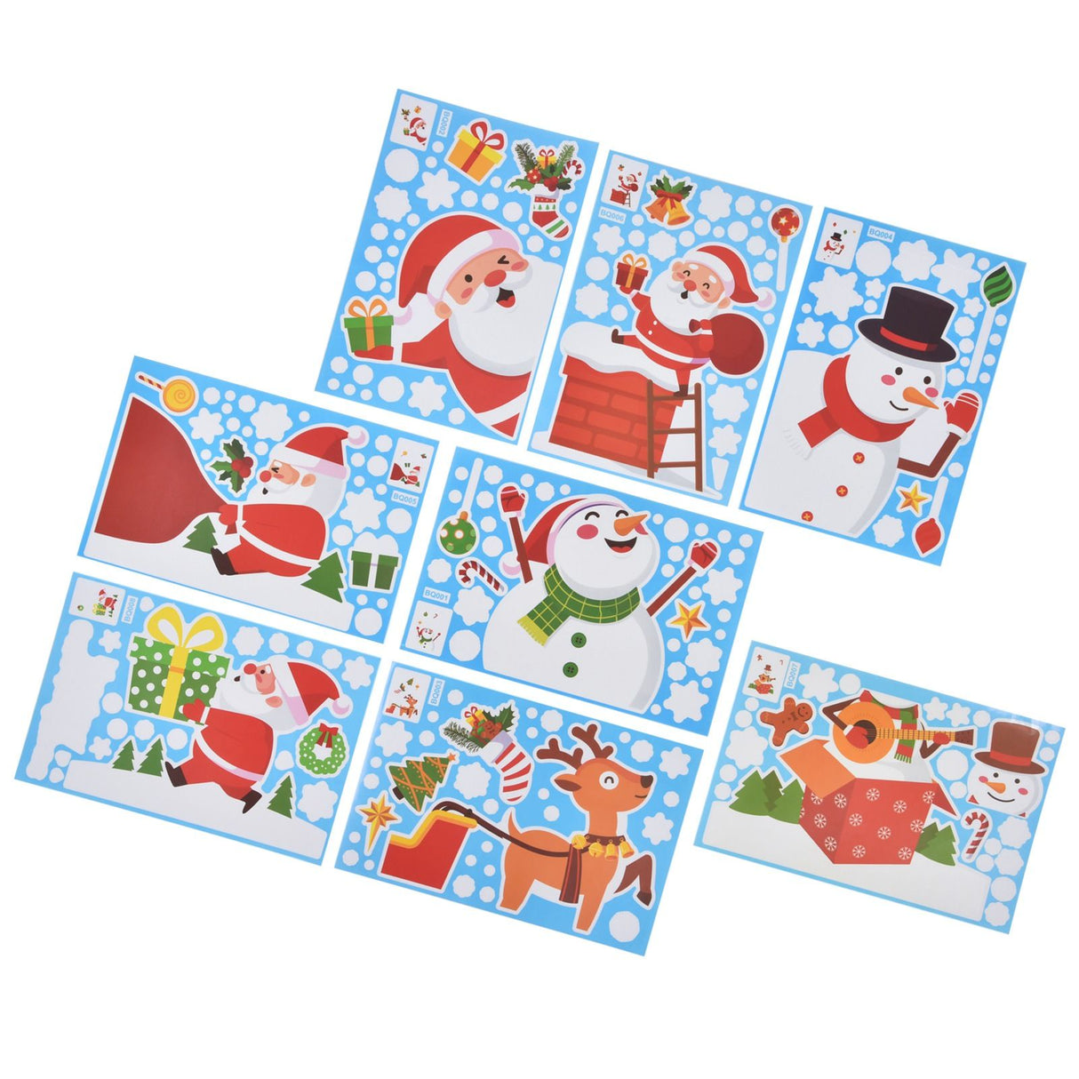 8PCS Christmas Snowman Sticker DIY Window Glass Sticker PVC Decorative Sticker for Living Room