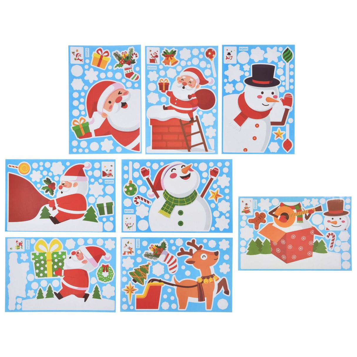 8PCS Christmas Snowman Sticker DIY Window Glass Sticker PVC Decorative Sticker for Living Room