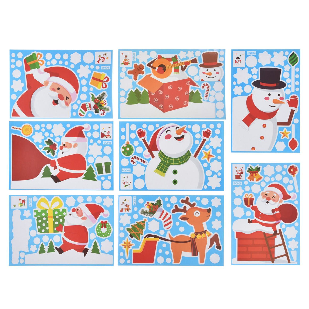 8PCS Christmas Snowman Sticker DIY Window Glass Sticker PVC Decorative Sticker for Living Room